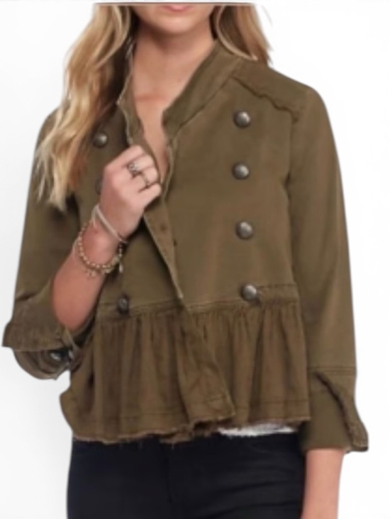 Free People Jackets & Blazers - Free People Romantic Ruffles Military Jacket Olive Green Small Mint Condition